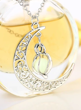 Glowing In The Dark Necklaces For Women Hollow Sun Moon