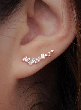 Simple Stylish One Line Cubic Zirconia Drop Earrings for