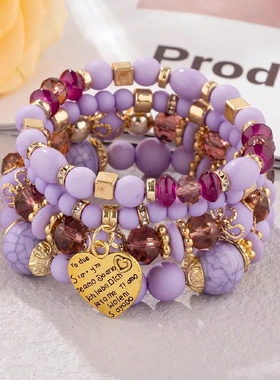 4Pcs Boho Crystal Beads Chain Bracelet Set For Women
