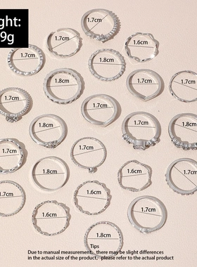 23Pcs Trendy Simple Knuckle Rings Set For Women Crystal