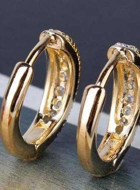 Simple Stylish One Line Cubic Zirconia Gold Color Hoop