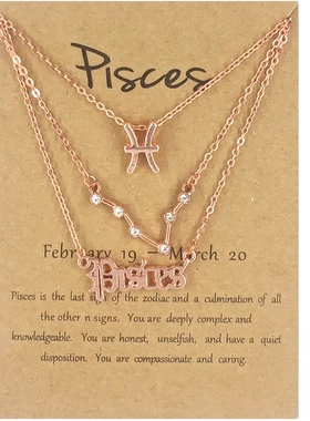 3Pcs 12 Zodiac Sign Necklaces Set For Women Constellation