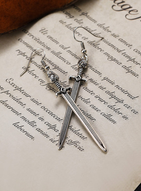 Jewelry European Medieval Gothic Long Sword Earring Cat