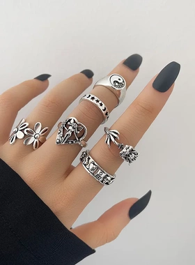 New Metal Style Punk Knuckle Ring Set For Women Gothic