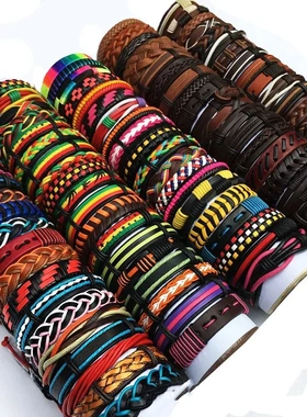 5Pcs/Lot Bulk Vintage Leather Charm Bracelets For Men Women