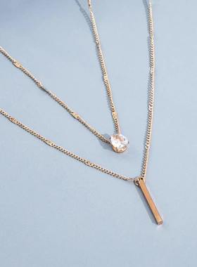 Fashion Multi-layer Necklace For Women Simple Crystal Water