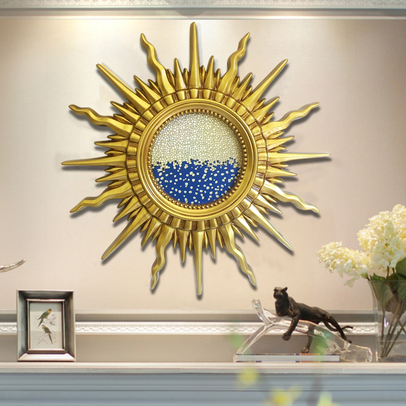 欧式客厅太阳神装饰镜美式玄关镜子壁挂沙发墙面镜法式壁炉挂镜画-图0