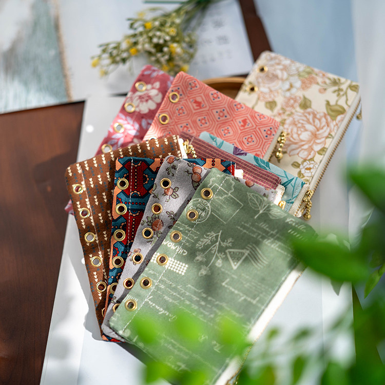 国产花布艺活页拉链袋拉链包手账本配件六孔布艺手账收纳包收纳袋,淘宝优惠券,粉丝福利购,淘宝优惠卷