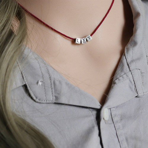 s925纯银26字母项链小众设计定制名字吊坠简约情侣锁骨链男女礼物 - 图2