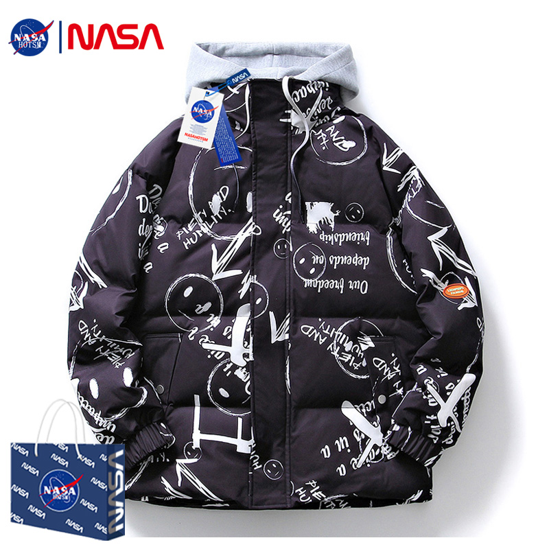 NASA联名棉服男款冬季潮牌青少年高中学生棉衣羽绒服外套加厚棉袄