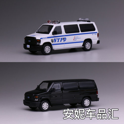 1/64 596 福特E350 黑色 nypd纽约 合金小汽车模型 - 图2