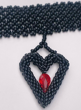 手工串珠项链日本进口米珠爱心编织蕾丝锁骨链