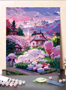 diy数字油画玫瑰手工填色油彩画治愈手工花卉装饰画摆摊艺术星选