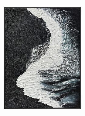 书艳画室纯手绘油画定制波浪风景挂画轻奢壁挂玄关客厅卧室装饰画