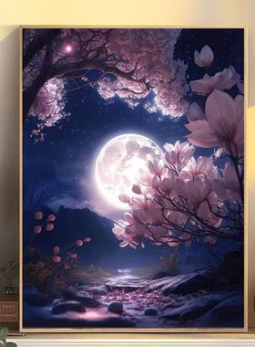 郁金香花朵数字油画diy填色手工画儿童手绘填充风景数字油画批发
