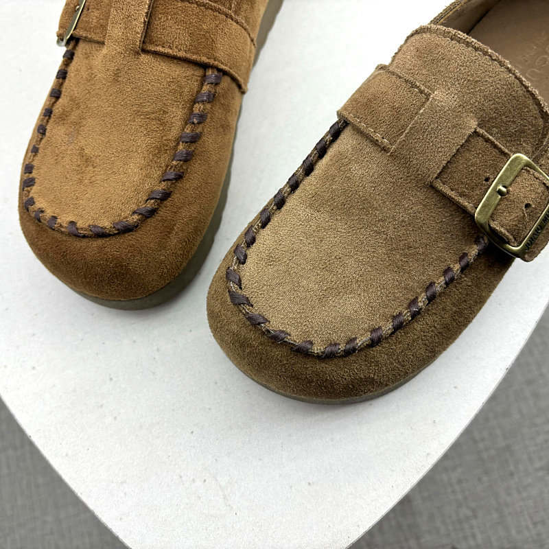 2026春季绒面时尚搭扣勃肯鞋女圆头一脚蹬豆豆乐福鞋休闲软底单鞋,淘宝优惠券,粉丝福利购,淘宝优惠卷