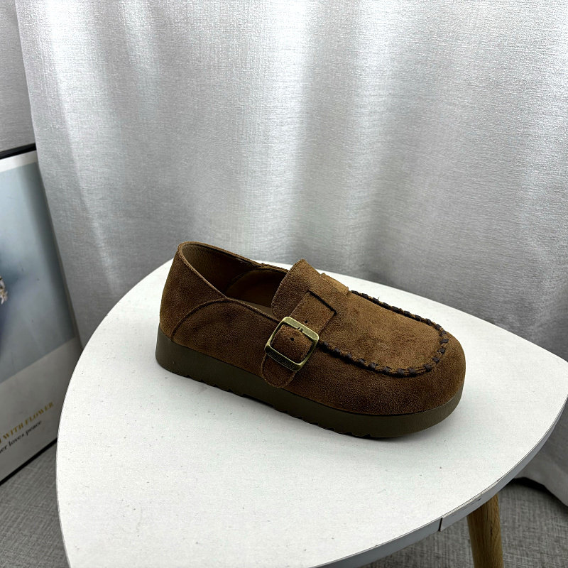 2026春季绒面时尚搭扣勃肯鞋女圆头一脚蹬豆豆乐福鞋休闲软底单鞋,淘宝优惠券,粉丝福利购,淘宝优惠卷