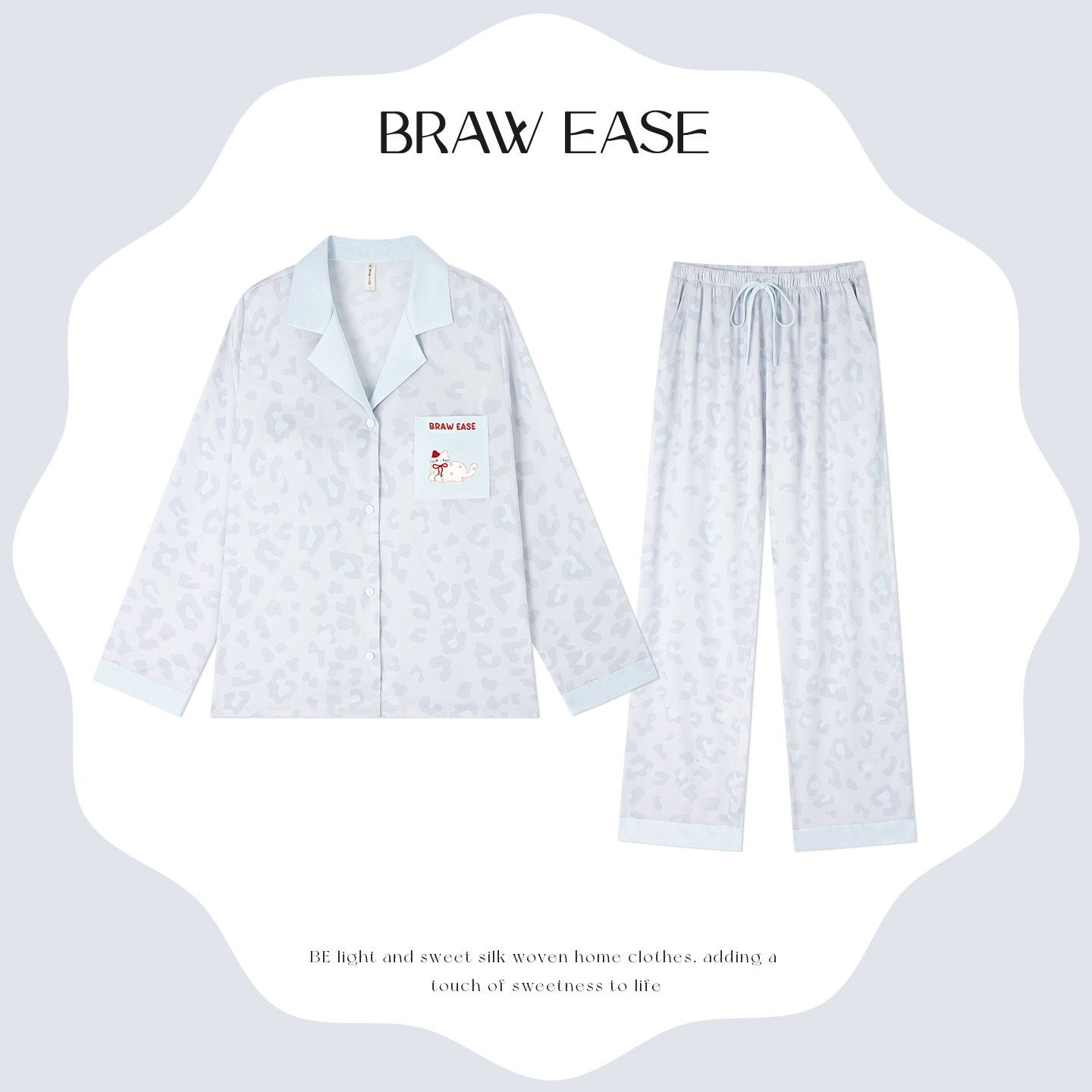 BE冰丝睡衣女春秋款豹纹长袖可外穿带胸垫家居服夏季2026新款丝绸,淘宝优惠券,粉丝福利购,淘宝优惠卷