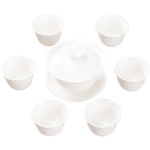 德化白瓷盖碗茶杯功夫茶具三才单个家用纯白陶瓷泡茶碗logo定制 - 图3
