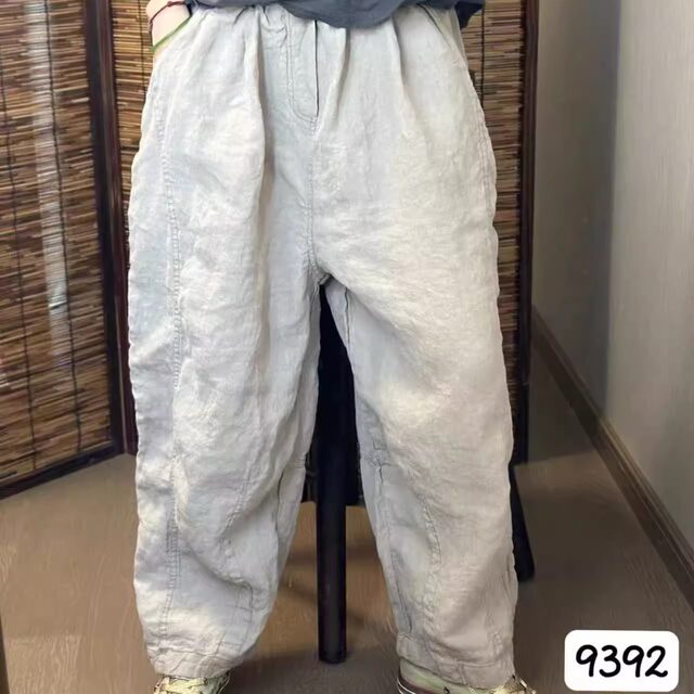 100% linen casual ninth pants ສໍາລັບແມ່ຍິງ