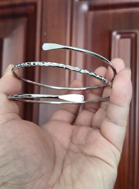 超时空辉夜姬同款臂镯手镯金属铁电镀银色手环饰品简单时尚爆款