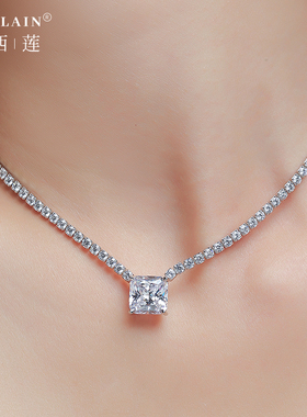 锆石s925纯银锁骨链女闪亮项链