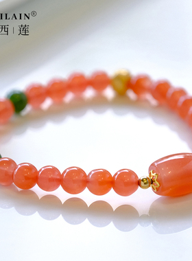 凉山南红纯银女柿子红项链礼物