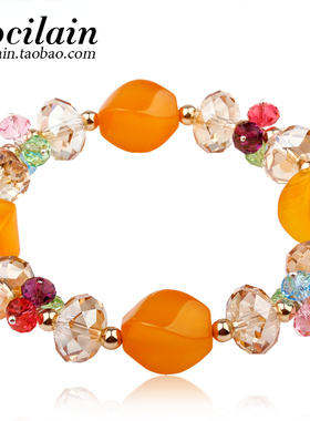 糖果色玛瑙奥地利水晶手链闪亮