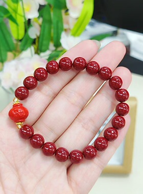 朱砂招财纳福灯笼手串8mm新中式本命年红色串珠手链女生闺蜜饰品