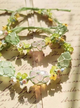 早春花环森系新款合成水晶手链手绳爆款纯手工编织网兜手链原石