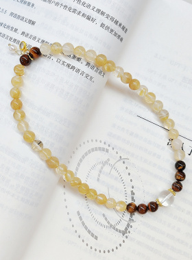 茶西瓜虎眼石双圈手链高颜值超仙水晶手串小清新9mm情侣手饰礼物