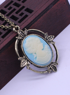 欧美吸血鬼日记头像女士蓝色吊坠
