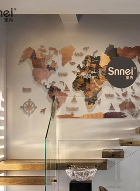 Snnei世界旅行地图墙面装饰画
