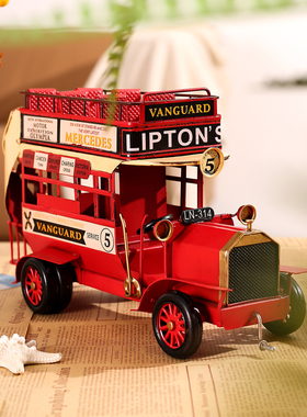 snnei巴士老式复古风公交车摆件