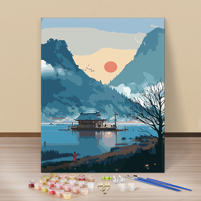 diy数字油画 手绘手工填色数码油彩画客厅动漫人物风景花卉装饰画