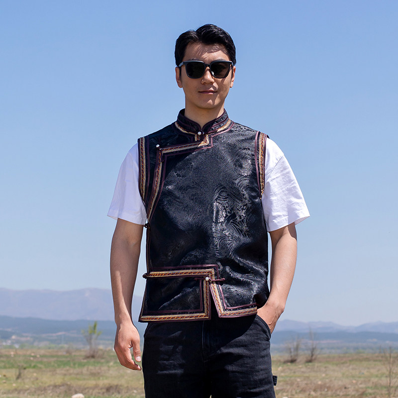 蒙美人蒙古元素马甲男立领少数民族新品蒙古族服装传统马夹短款,淘宝优惠券,粉丝福利购,淘宝优惠卷