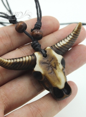 蒙古族佩饰 牛头项链 树脂项链 内蒙古特色工艺品民族特色饰品