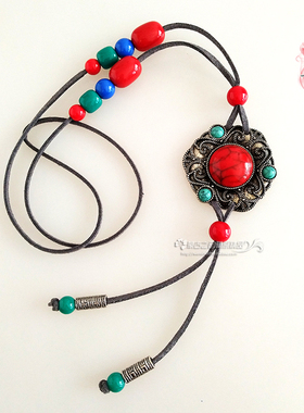 民族风手工蒙古元素吊坠毛衣链