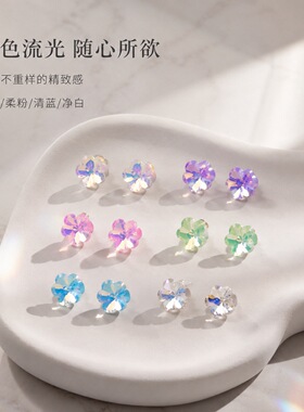 水晶梅花树脂耳钉百搭新款