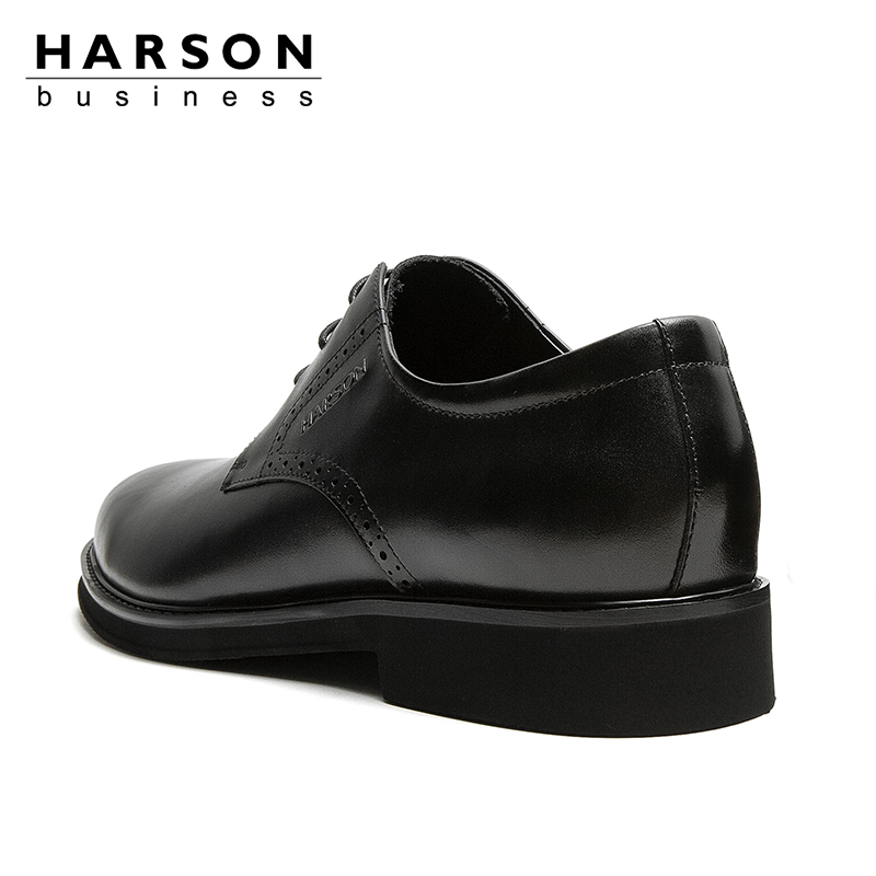 哈森男鞋官方旗舰店Harson/哈森男鞋新款英伦系带德比鞋头层牛皮商务正装皮鞋MS066023