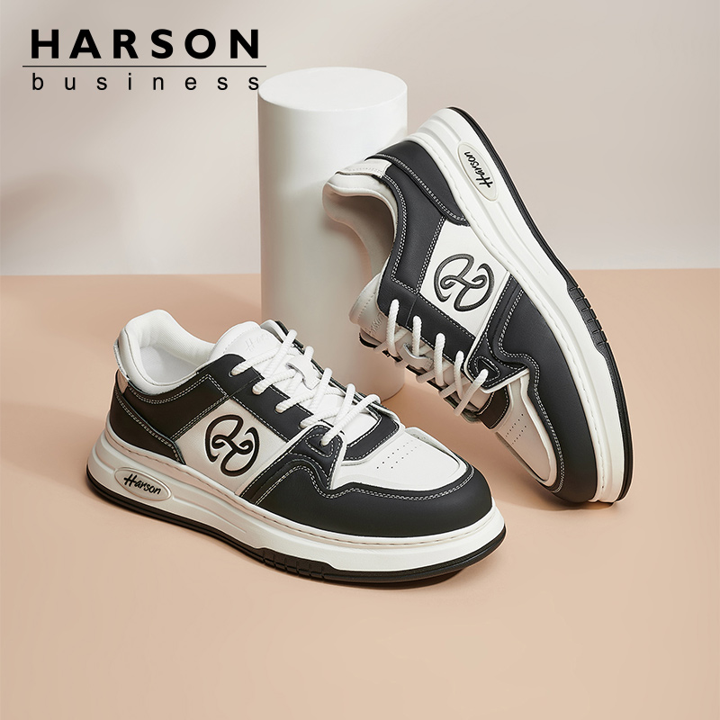 哈森男鞋秋季休闲板鞋鞋子男2025新款软底运动鞋百搭增高小白鞋男 - 图2