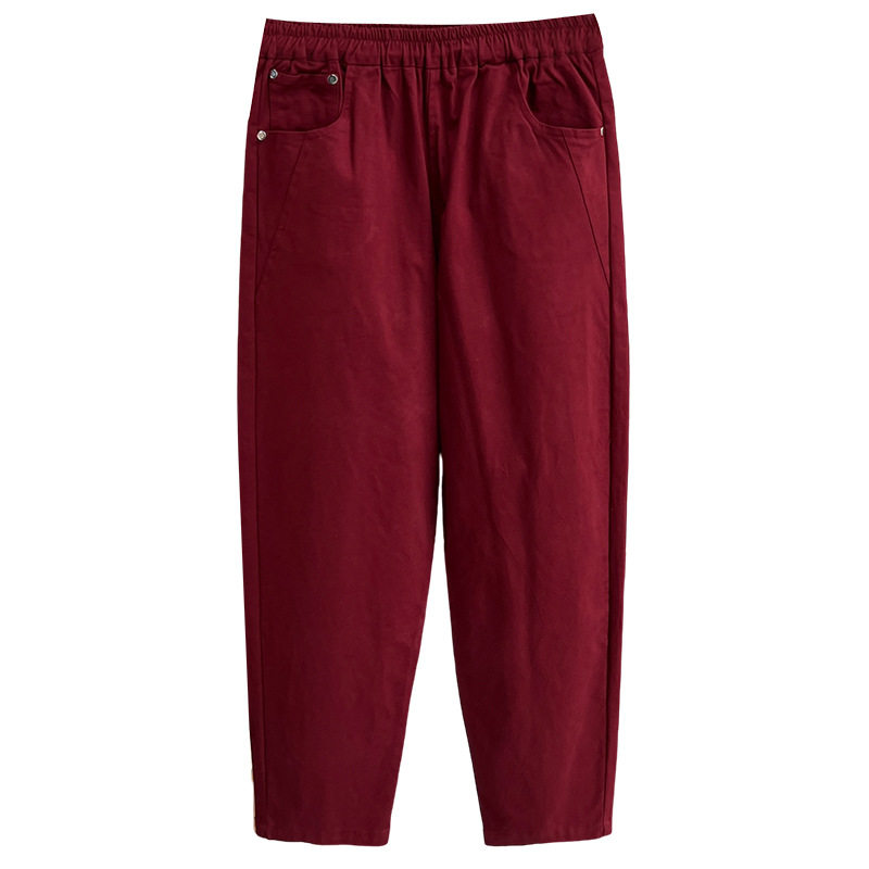 大码裤子女200斤胖mm秋季显瘦宽松休闲白色水洗棉小脚萝卜哈伦裤,淘宝优惠券,粉丝福利购,淘宝优惠卷