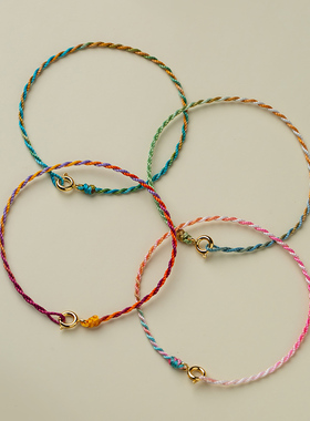 弹簧扣可穿珠diy手绳珍珠串珠子手链半成品编绳极细款脚链