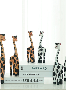 小摆件木质可爱风装饰品卡通动物