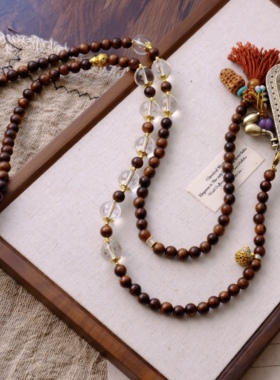 檀木藏式流苏宋锦包包国风中式圆珠斜挎链条包日常百搭感出行饰品