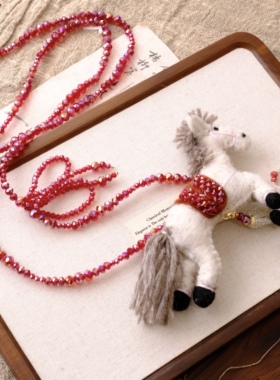 原创设计新中式国风复古手工包丝绒珠花小马民族风轻奢项链斜挎