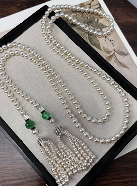 宫廷风优雅珍珠小众知性复古项链多带超长毛衣链