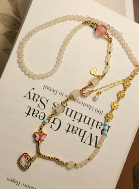 小清新中式锁骨链短项链白玛瑙