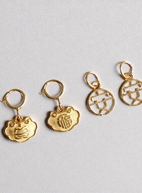 古法金S925银镀金枫叶吊坠