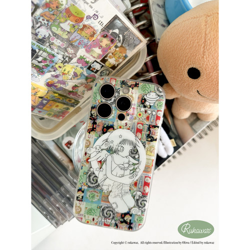 RUKAWAZxOliwa奥莉蛙联名everything is connected适用iPhone苹果双层磨砂imd 17 pro/16/15手机壳 - 图2